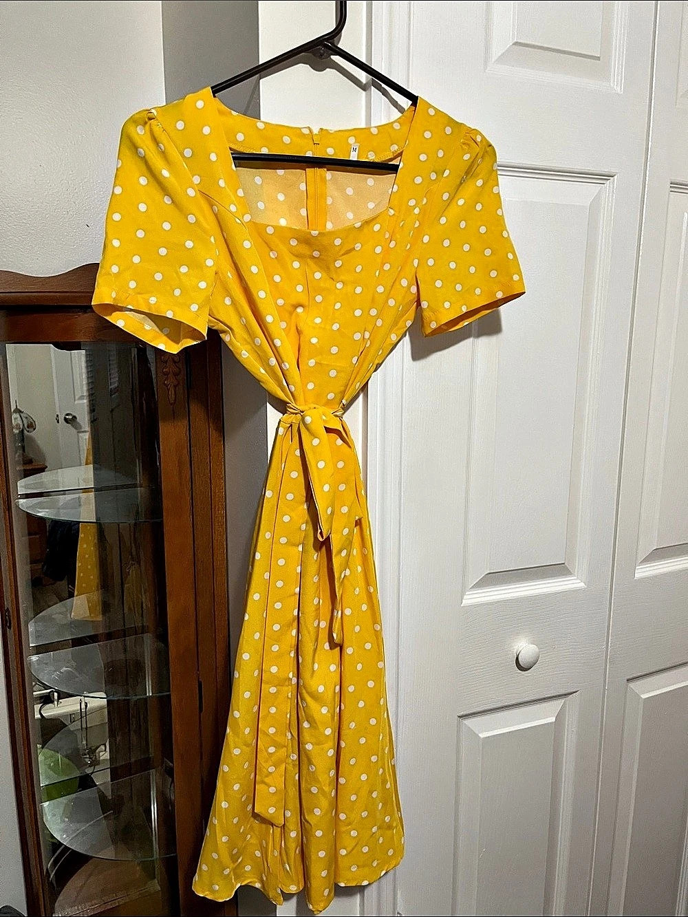 Polka Dot Maxi Dress in Yellow & White Like New